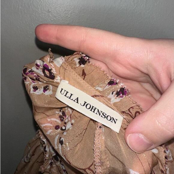 Ulla Johnson Arnoux Blouse in Cafe Peach/Tan Silk Blend Size 4 Ballon Sleeves - Picture 3 of 11